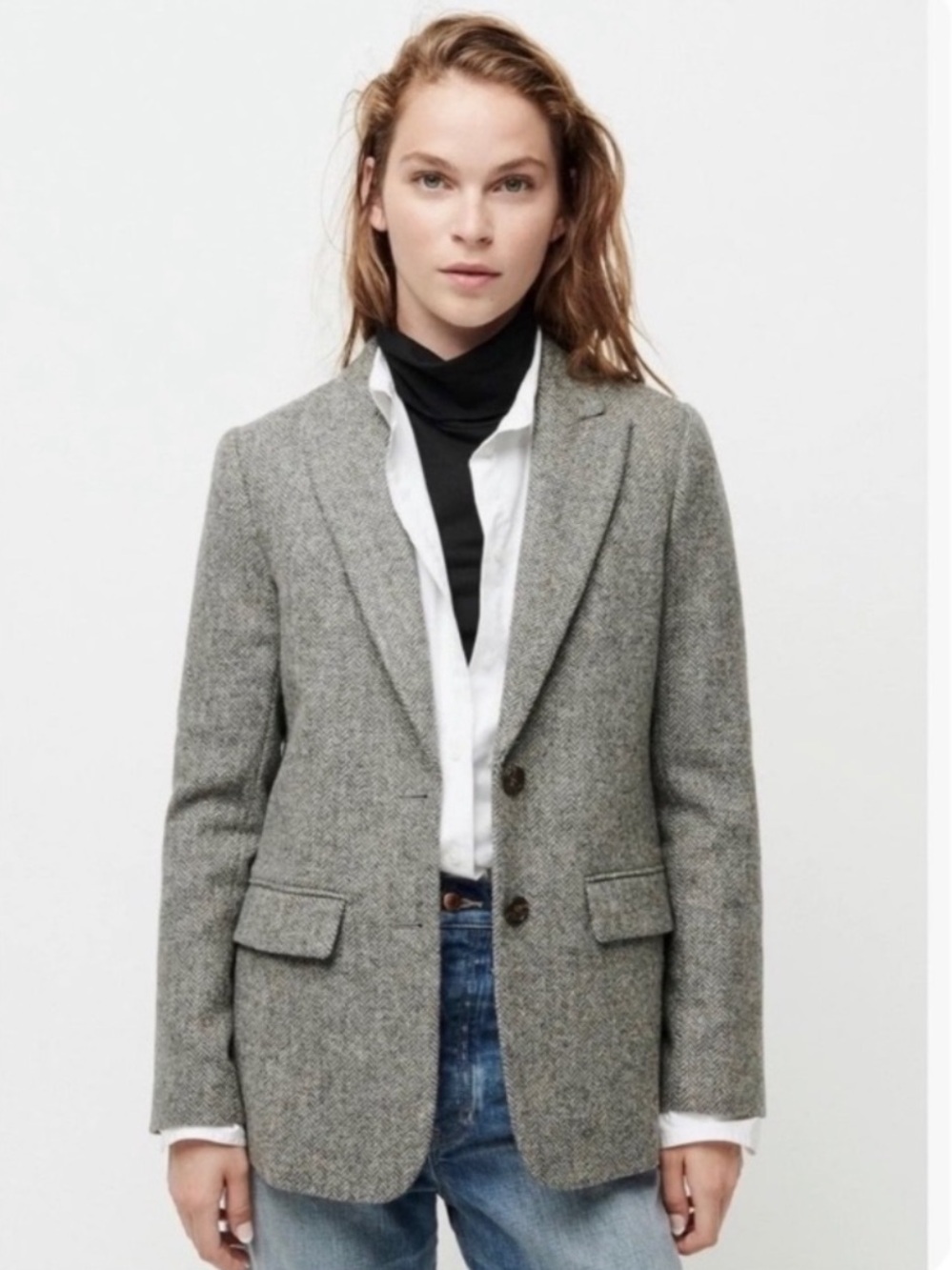 J. Crew Sommerset Blazer Womens Sz 2 Graphite English Wool Herringbone Academia